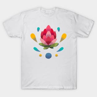 Light Open Simple Protea Bud Stamp T-Shirt